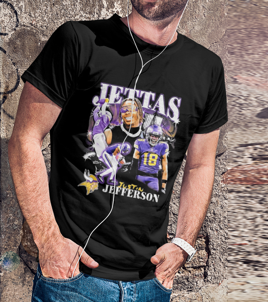 Fanatics Black Jettas Justin Jefferson Minnesota Vikings Notorious Player T-Shirt