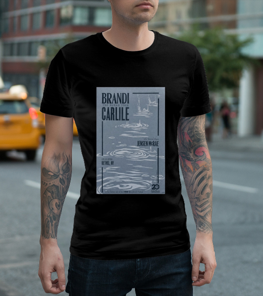 Brandi Carlile The Human Tour August 16 2026 Bethel Ny With Special Guest Jensen Mcrae Woodstock 20 Years Bethelwoods 1969 T-Shirt