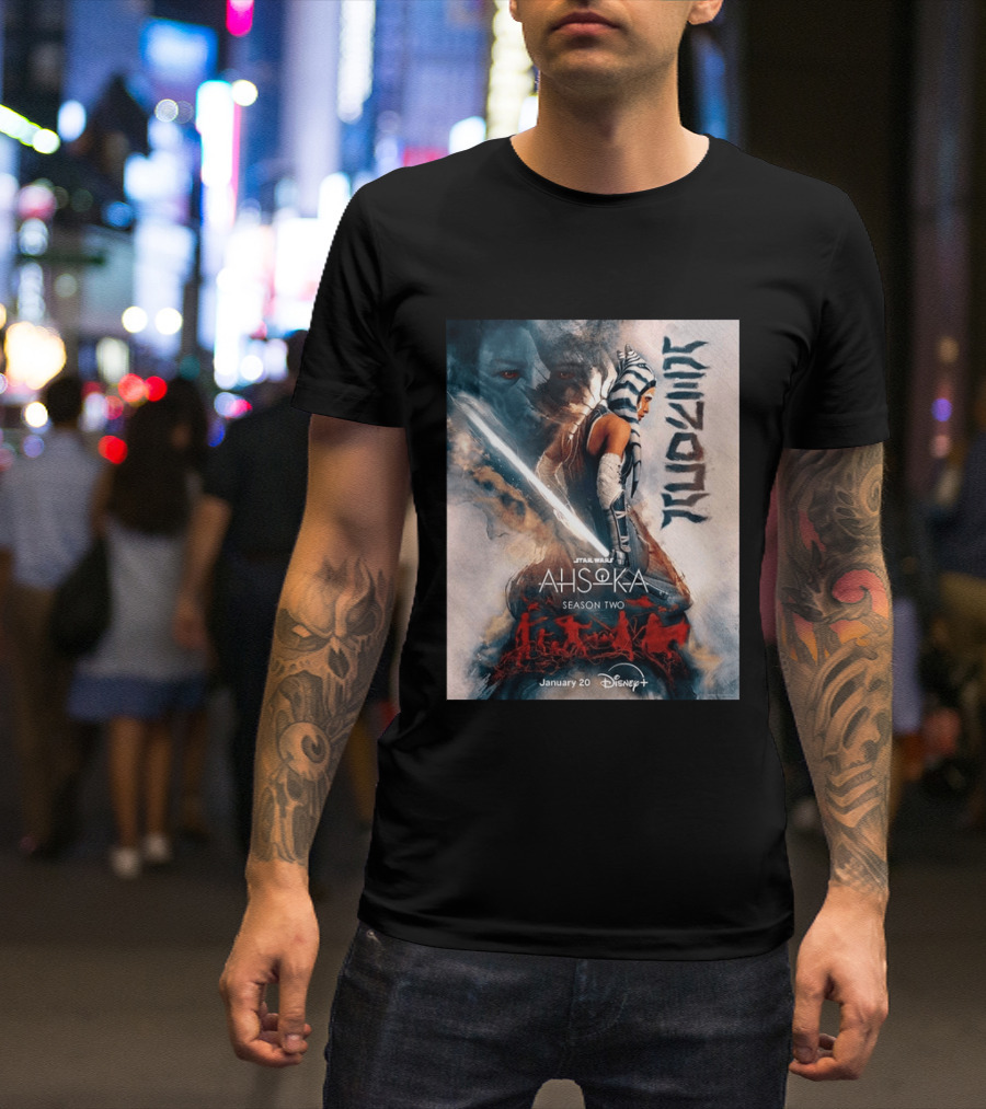 Star Wars Ahsoka Season 2 Premiering January 20 Disney Plus Featuring Lightsaber And Characters T-Shirt