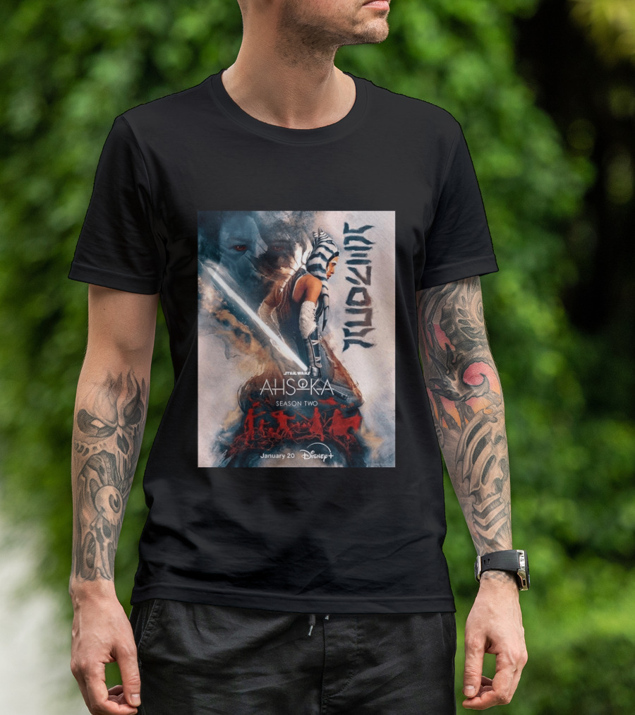 Star Wars Ahsoka Season 2 Premiering January 20 Disney Plus Featuring Lightsaber And Characters T-Shirt