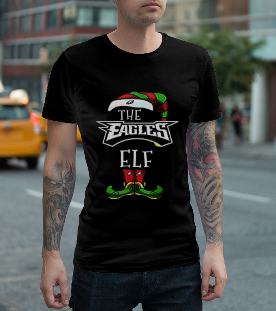 The Eagles Christmas Elf Hat And Mustache T-Shirt