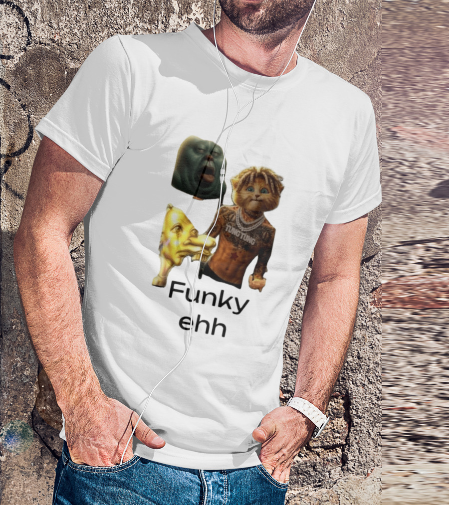 Neegy Funky Ehh Tung Tung Cat Tattoo Character Trio T-Shirt