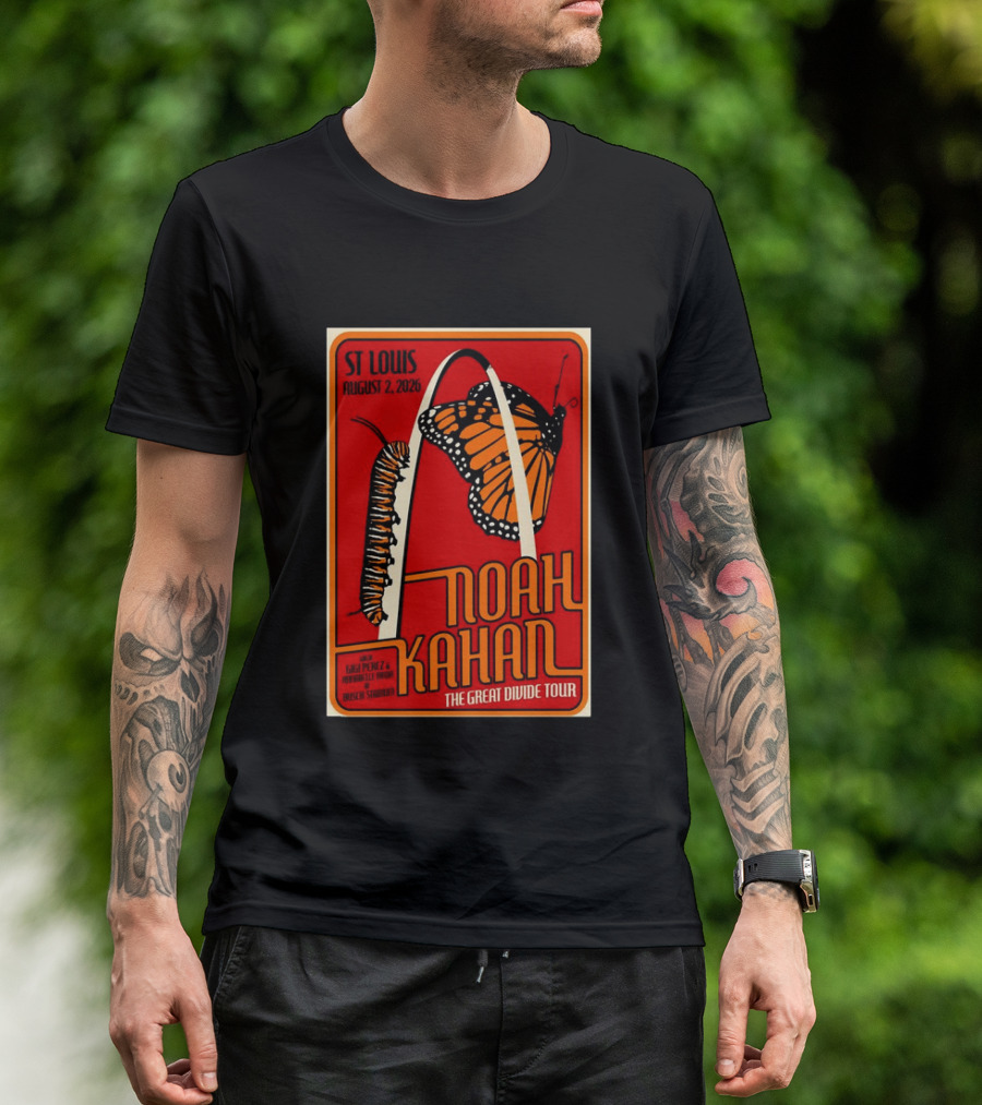 Noah Kahan August 2 2026 St Louis The Great Divide Tour Monarch Arch T-Shirt
