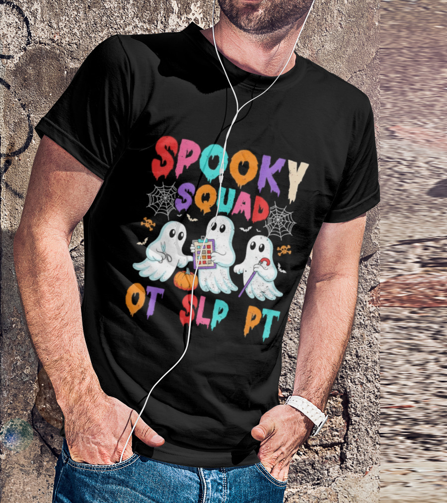 OT SLP PT Spooky Squad Halloween Ghosts Pumpkin Clipboard Lollipop T-Shirt