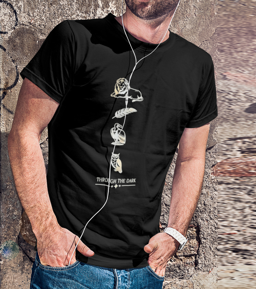 Through The Dark Lion Feather Heron Owl T-Shirt