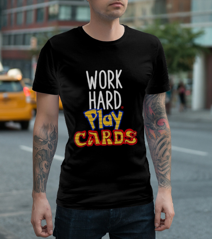 Work Hard Play Cards Retro Style Card Games Fun T-Shirt