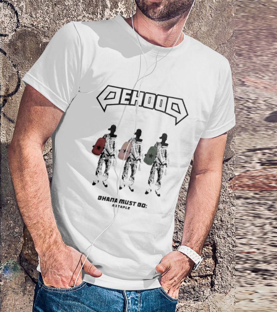 Dehood Ohana Must Go A Staple Streetwear Three Figures Carrying Bags T-Shirt