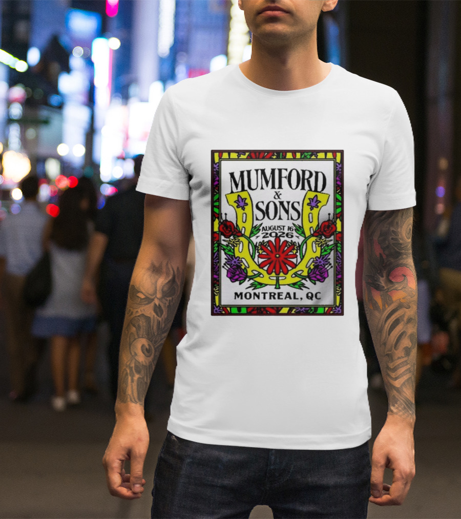 Mumford & Sons August 16 2026 Montreal QC Floral Horseshoe T-Shirt