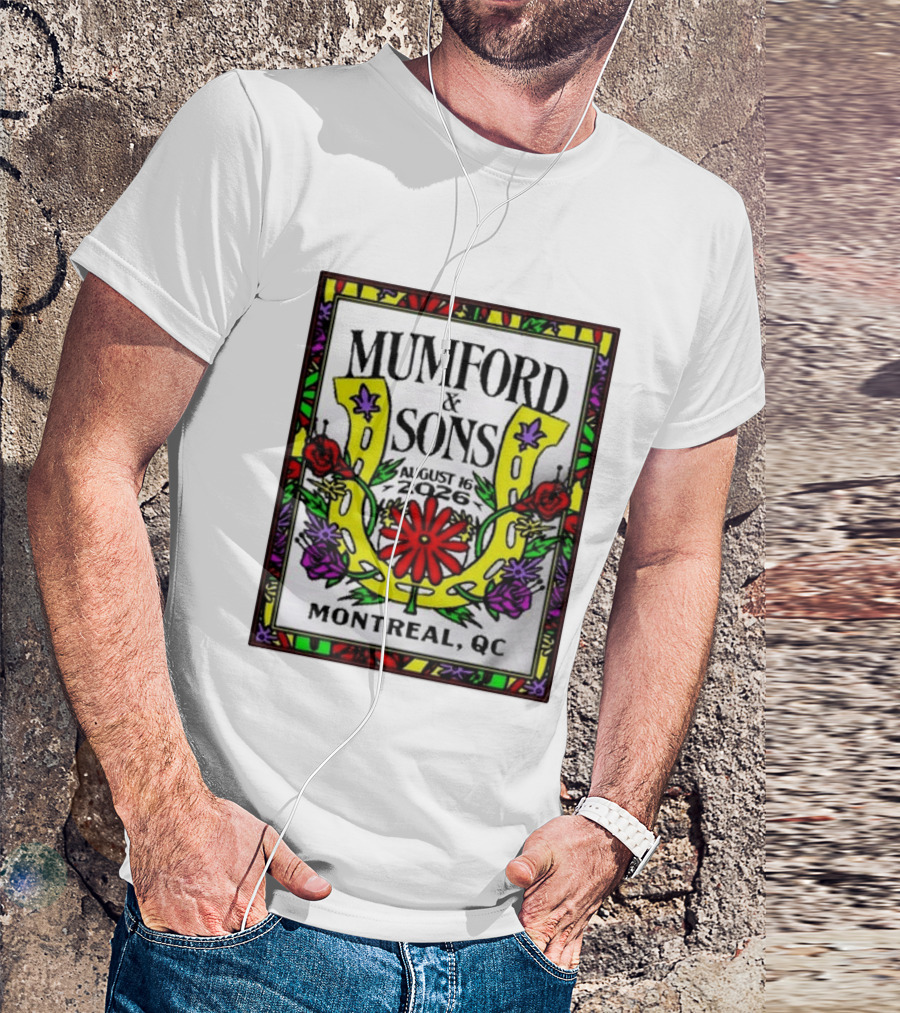 Mumford & Sons August 16 2026 Montreal QC Floral Horseshoe T-Shirt