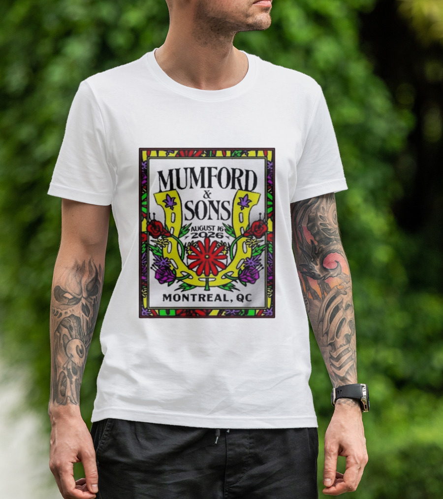 Mumford & Sons August 16 2026 Montreal QC Floral Horseshoe T-Shirt