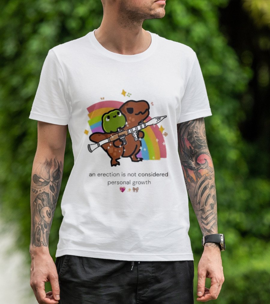 Original Rex Rocket An Erection Is Not Considered Personal Growth Rainbow Dinosaur Frog T-Shirt