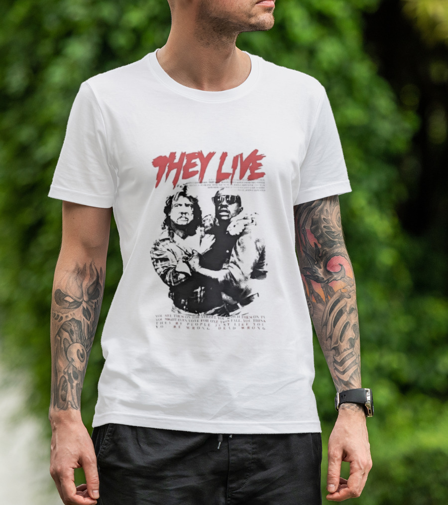 They Live John Carpenter Roddy Piper Keith David Aliens Movie T-Shirt