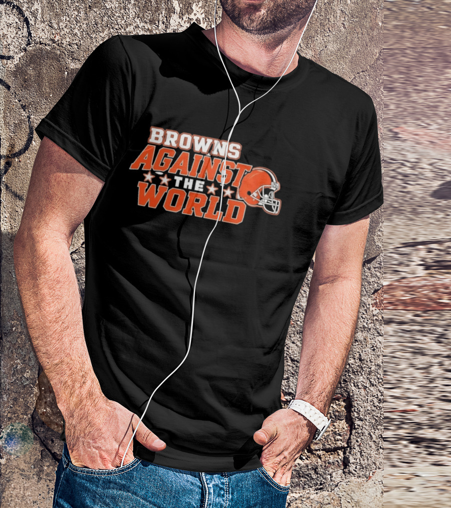 Browns Against The World Football Helmet Stars T-Shirt