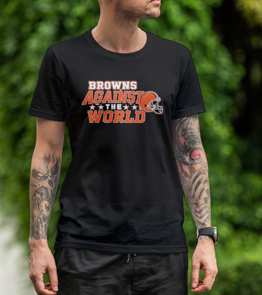 Browns Against The World Football Helmet Stars T-Shirt