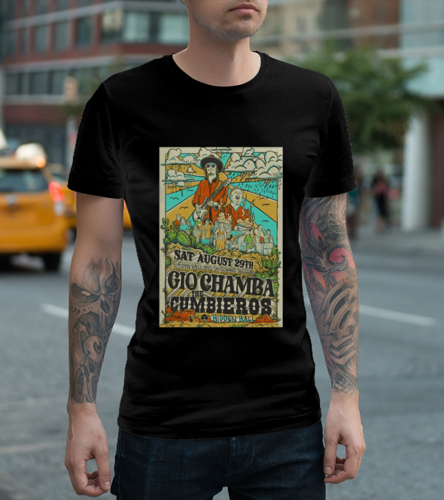 Gio Chamba The Cumbieros Live At Hidden Hall August 29th 2026 Concert T-Shirt