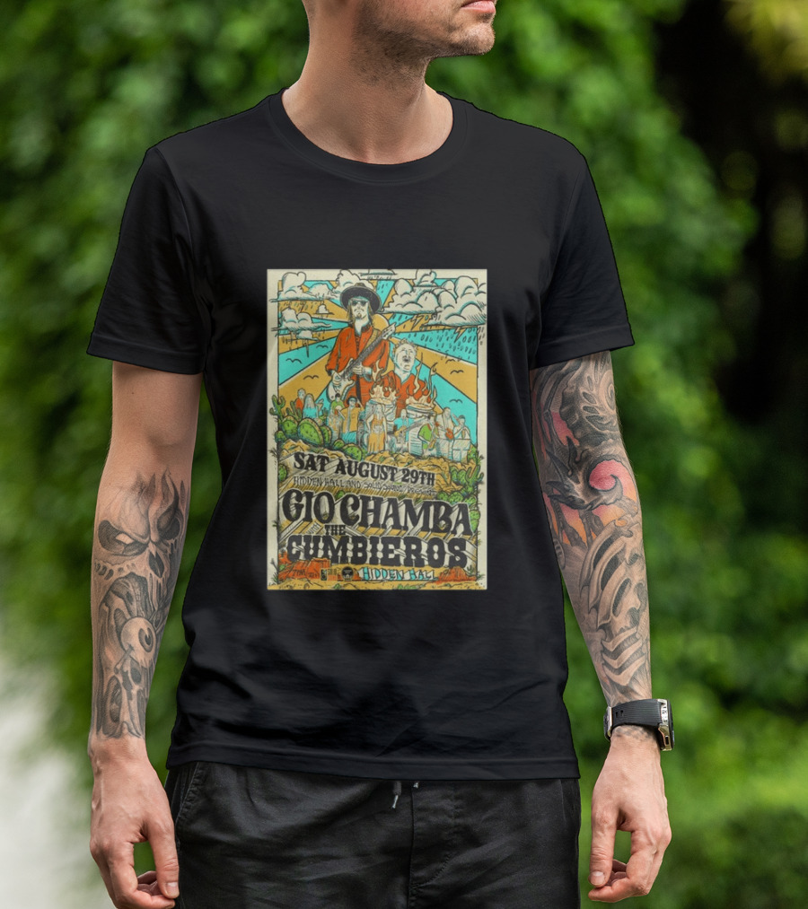 Gio Chamba The Cumbieros Live At Hidden Hall August 29th 2026 Concert T-Shirt