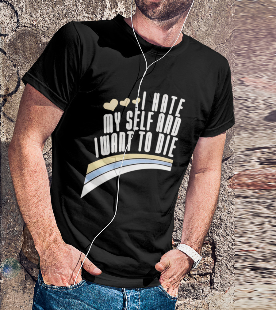 I Hate Myself And I Want To Die Nirvana Hearts Rainbow T-Shirt