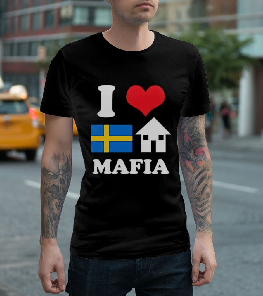 I Love Swedish Flag Heart House Mafia EDM Electronic Dance Music T-Shirt