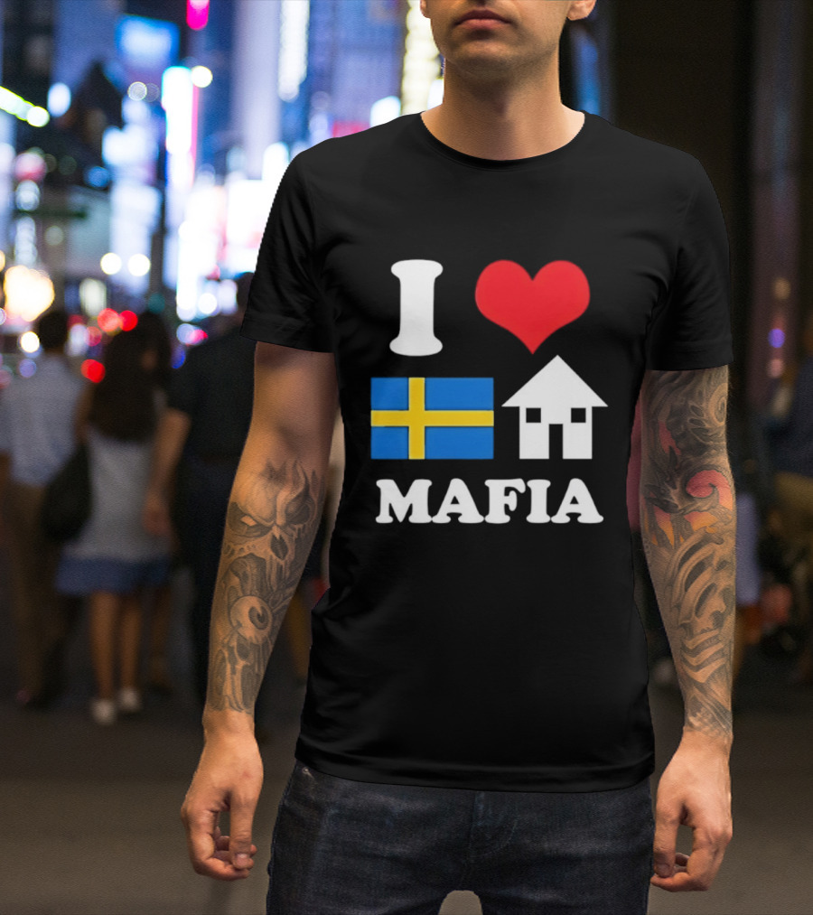 I Love Swedish Flag Heart House Mafia EDM Electronic Dance Music T-Shirt