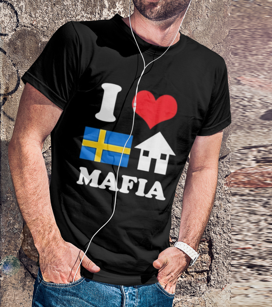 I Love Swedish Flag Heart House Mafia EDM Electronic Dance Music T-Shirt