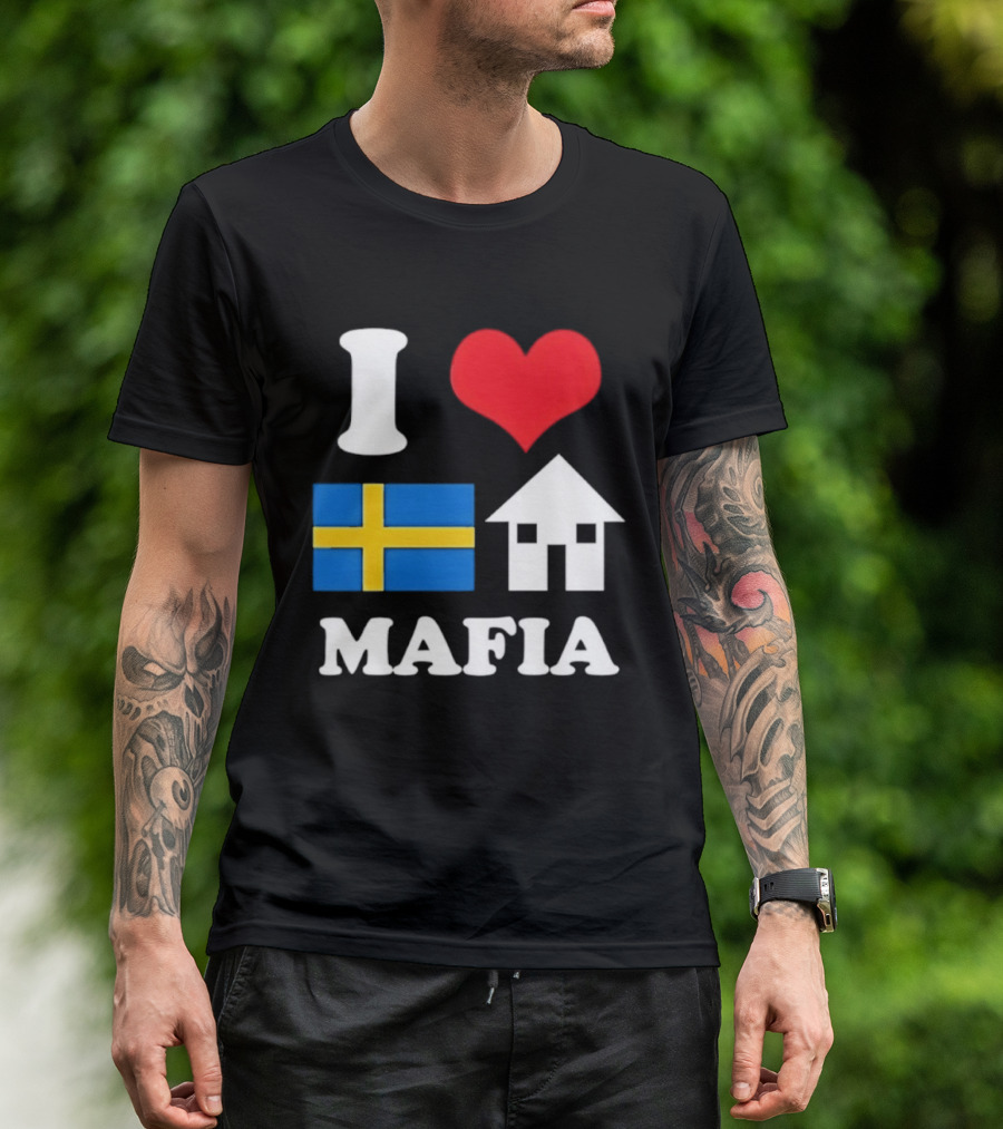 I Love Swedish Flag Heart House Mafia EDM Electronic Dance Music T-Shirt