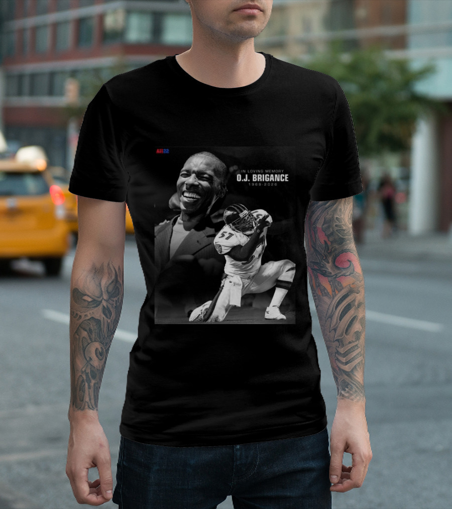 All22 O.J. Brigance In Loving Memory 1969 2026 Football Number 57 T-Shirt