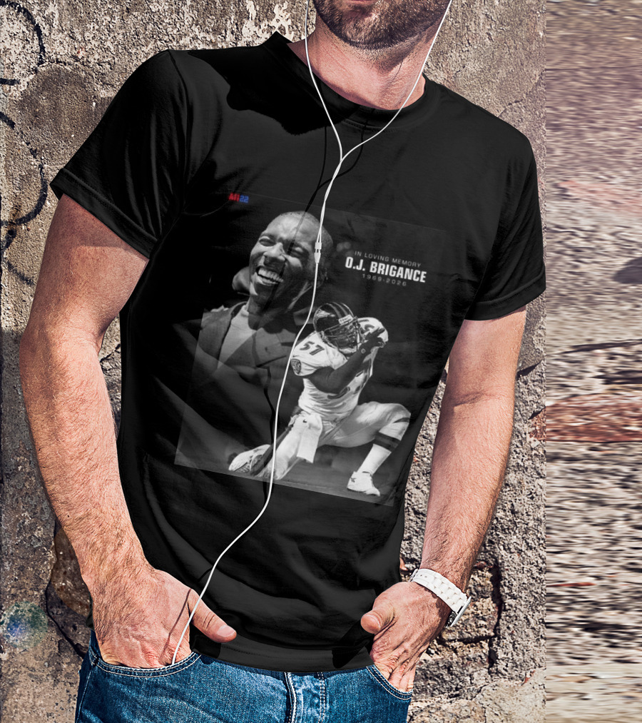 All22 O.J. Brigance In Loving Memory 1969 2026 Football Number 57 T-Shirt