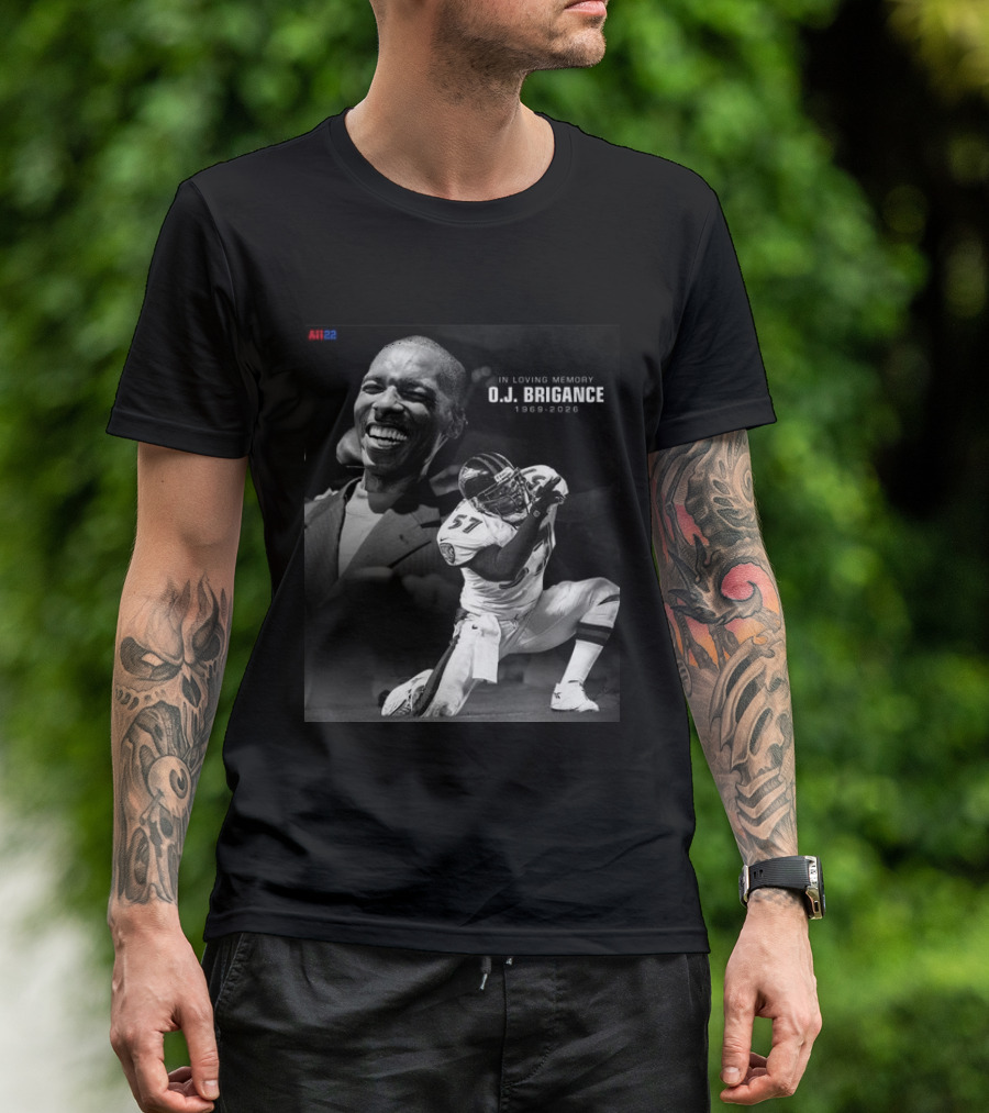 All22 O.J. Brigance In Loving Memory 1969 2026 Football Number 57 T-Shirt