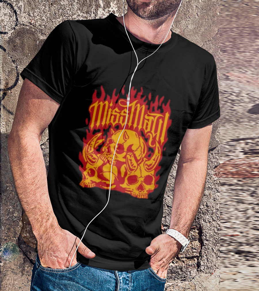 Solid State Records Miss May I Skull Flames No Place For Me Black T-Shirt