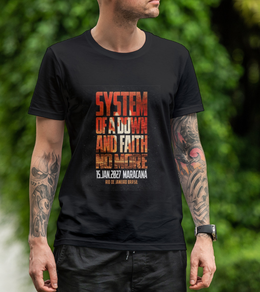 System Of A Down And Faith No More 15 Jan 2027 Maracanã Rio De Janeiro Brasil T-Shirt
