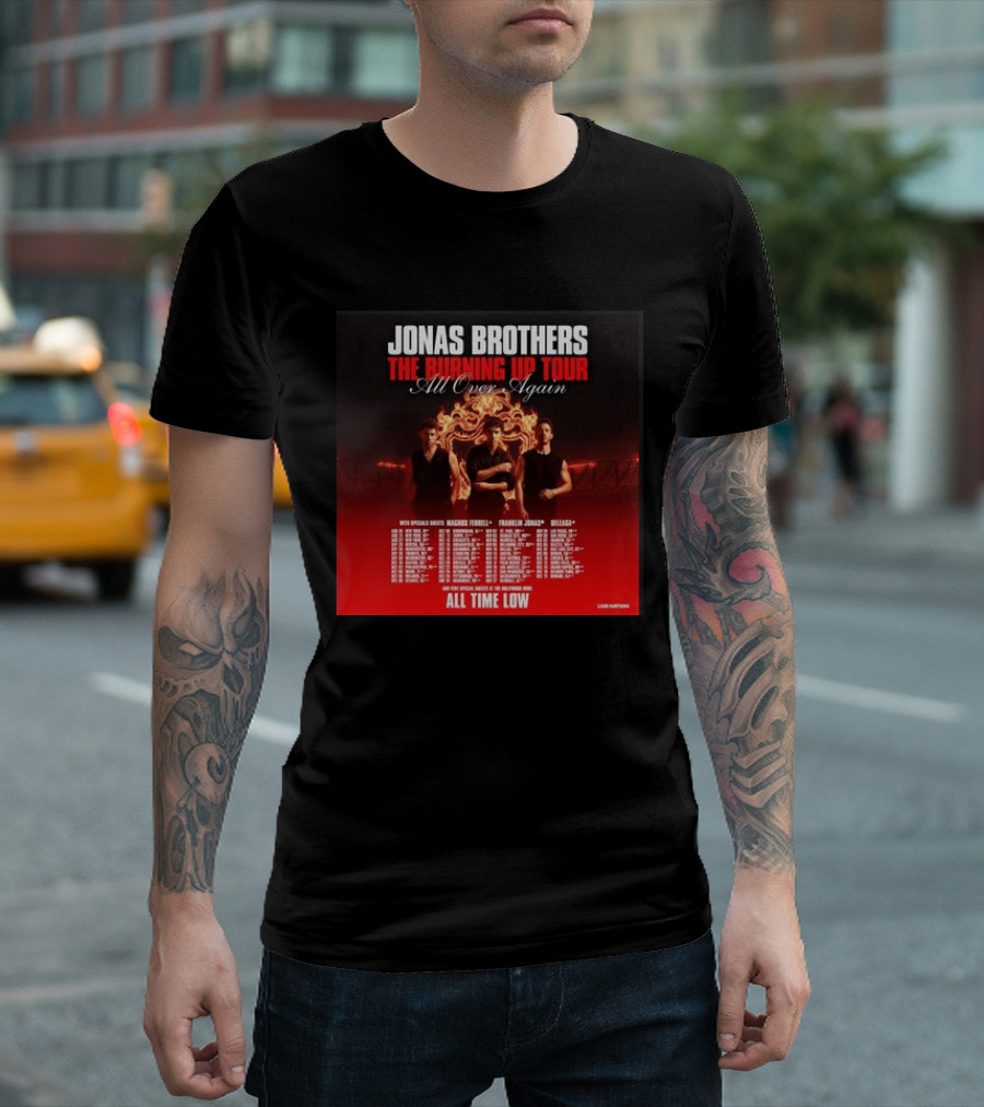 Jonas Brothers The Burning Up Tour All Over Again Featuring All Time Low And Support Acts T-Shirt