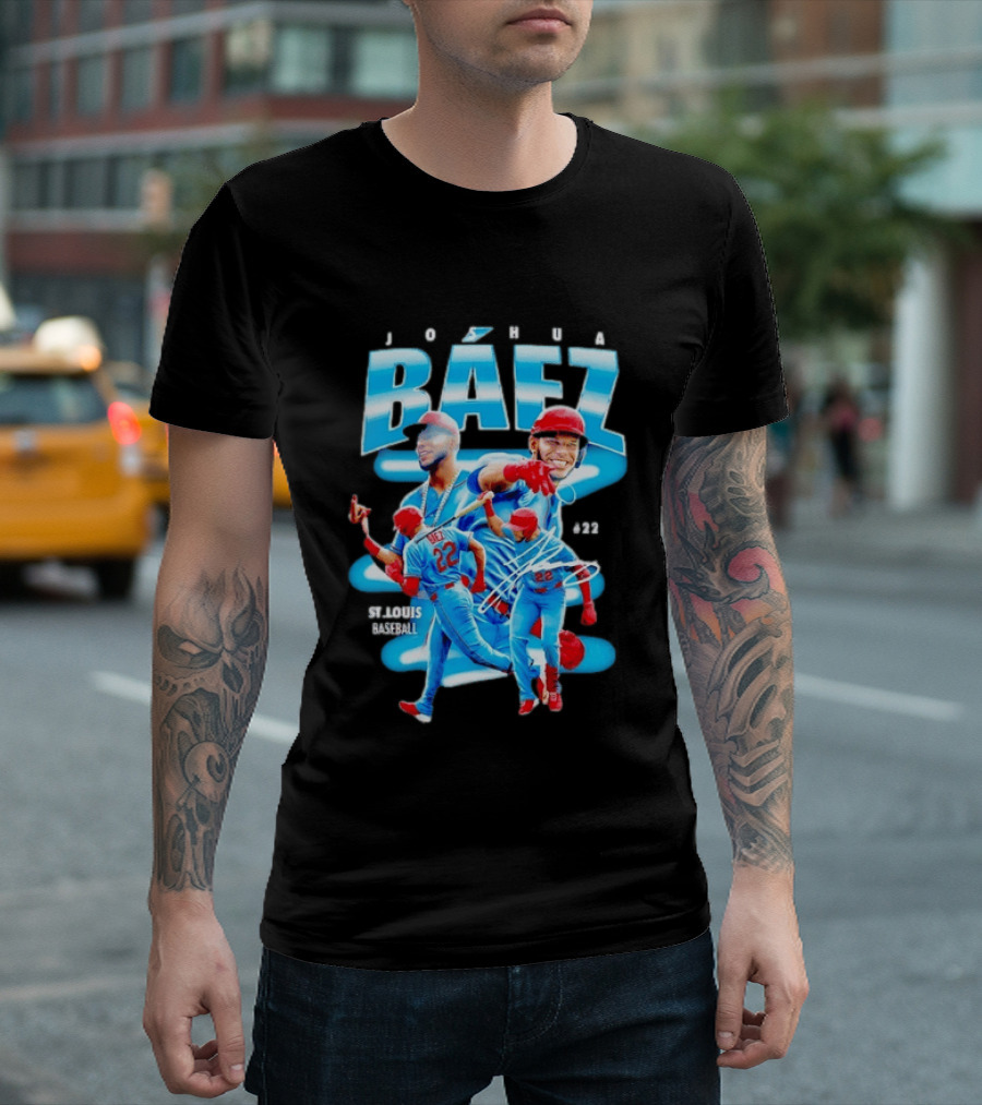 Joshua Baez St Louis Baseball No 22 Blue MLB Athletics T-Shirt