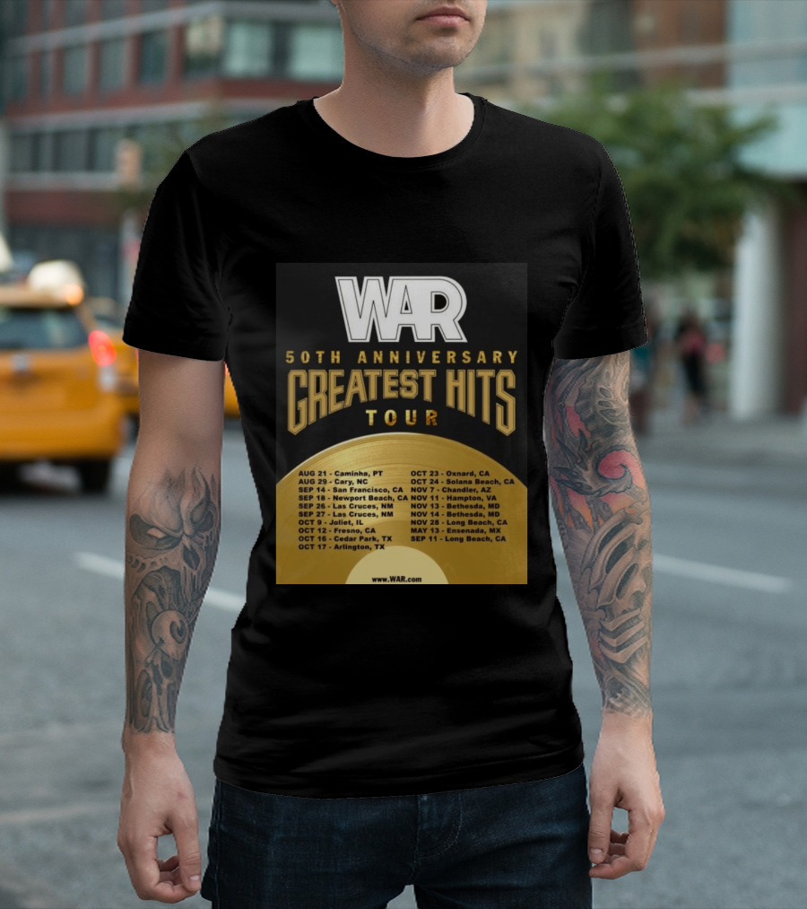 War 50th Anniversary Greatest Hits Tour Dates And Locations List T-Shirt
