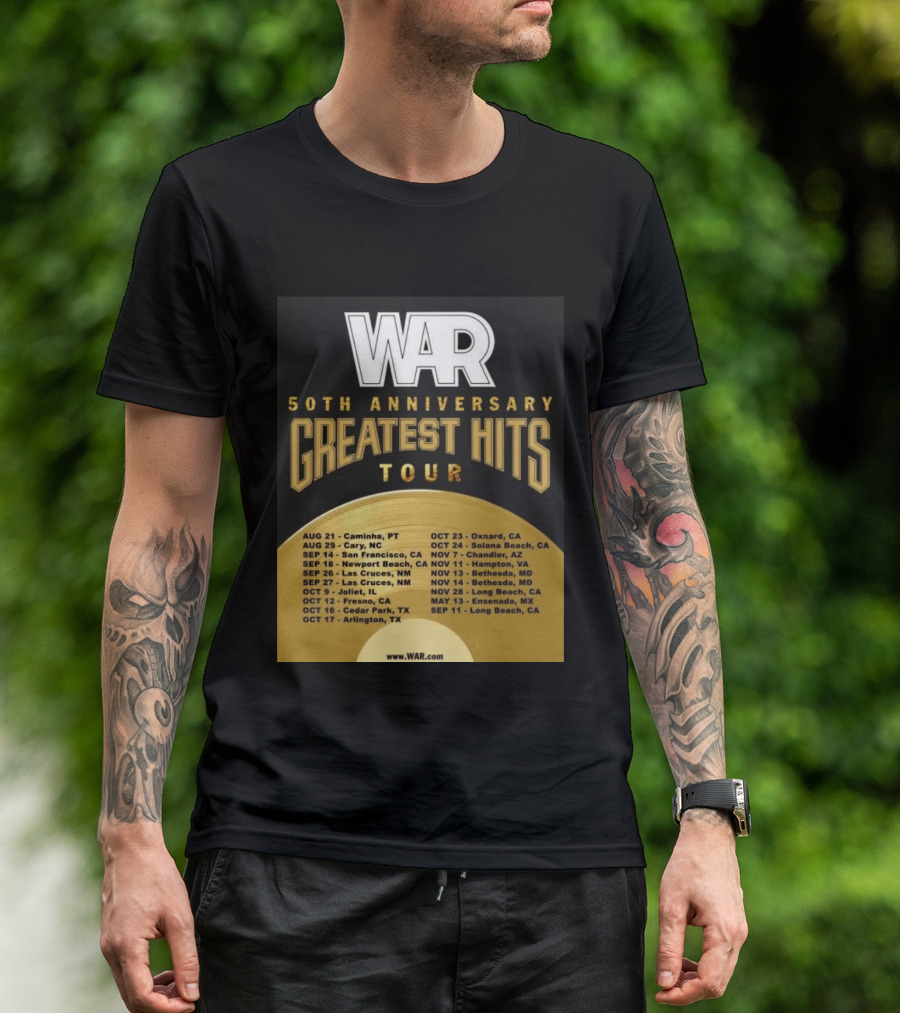 War 50th Anniversary Greatest Hits Tour Dates And Locations List T-Shirt