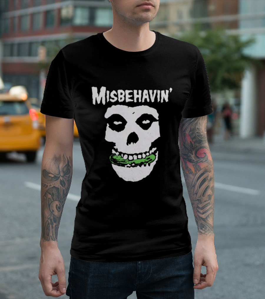 Misbehavin' Pickle Skull Misfits Punk Rock T-Shirt