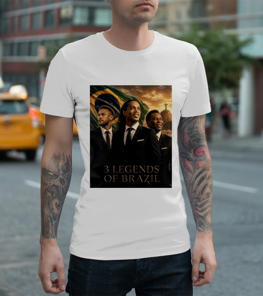 3 Legends Of Brazil Pelé Ronaldinho Neymar Brazilian Heritage T-Shirt