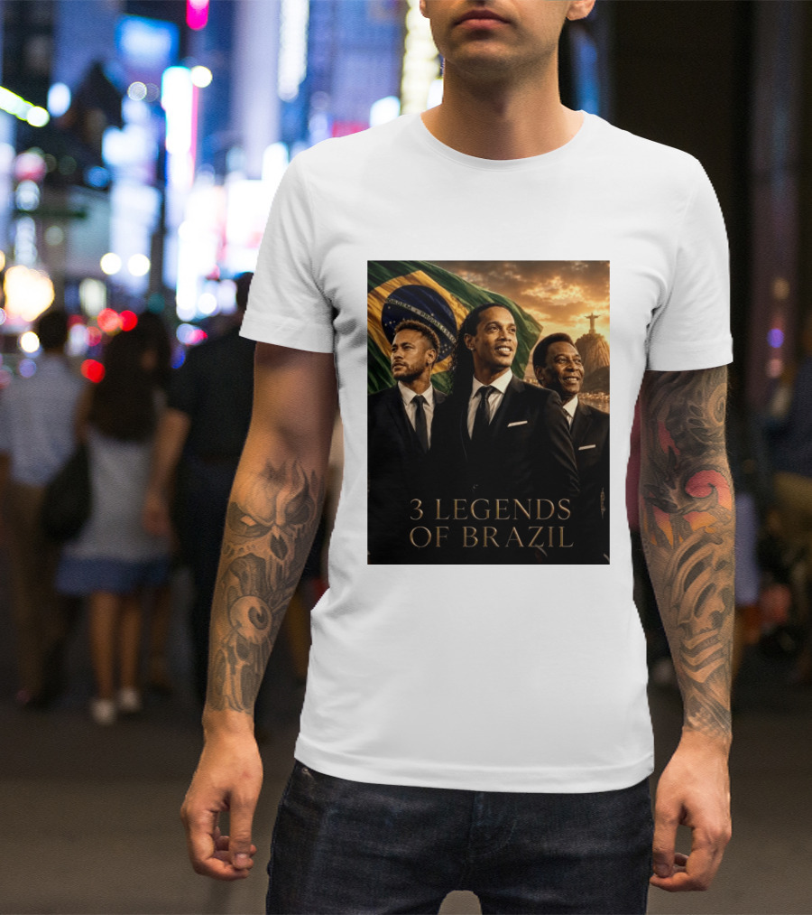 3 Legends Of Brazil Pelé Ronaldinho Neymar Brazilian Heritage T-Shirt