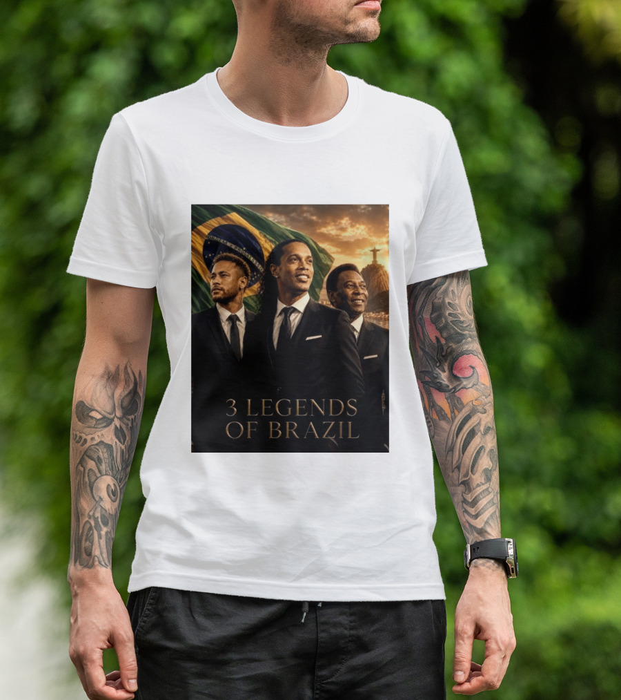 3 Legends Of Brazil Pelé Ronaldinho Neymar Brazilian Heritage T-Shirt