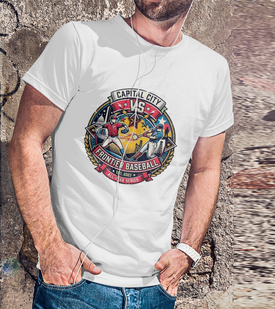 Capital City Vs Frontier Baseball All Star Series 2023 Vintage Emblem With Capitol And Frontier Iconography T-Shirt