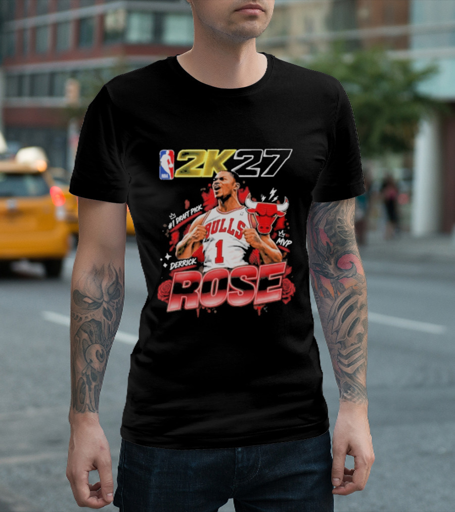 NBA 2K27 MVP Derrick Rose Bulls #1 Highlight T-Shirt