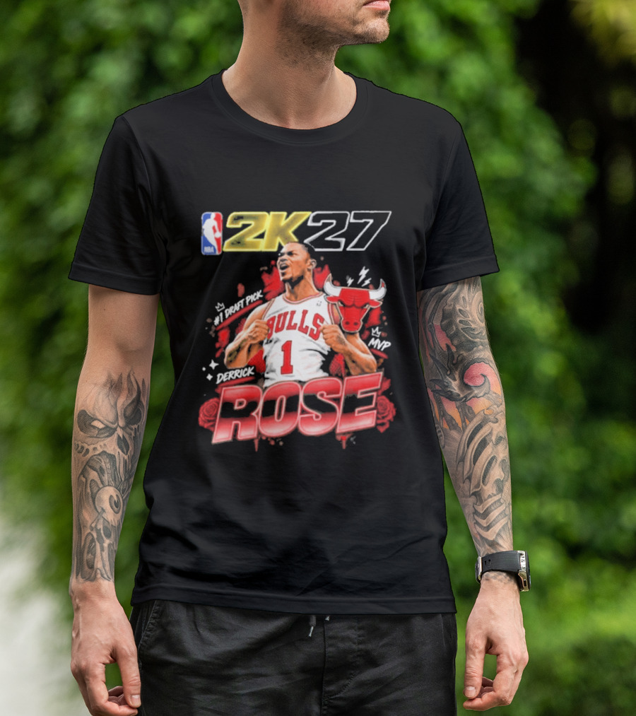 NBA 2K27 MVP Derrick Rose Bulls #1 Highlight T-Shirt