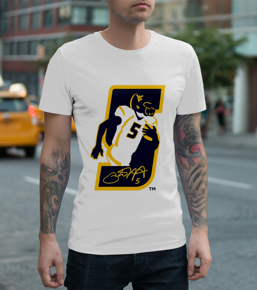 WVU Number 5 Pat White Signature Retirement T-Shirt