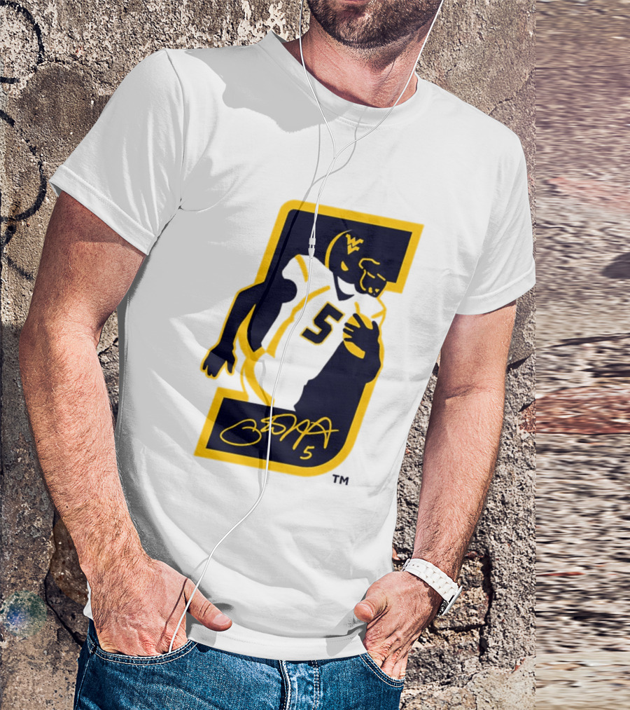 WVU Number 5 Pat White Signature Retirement T-Shirt