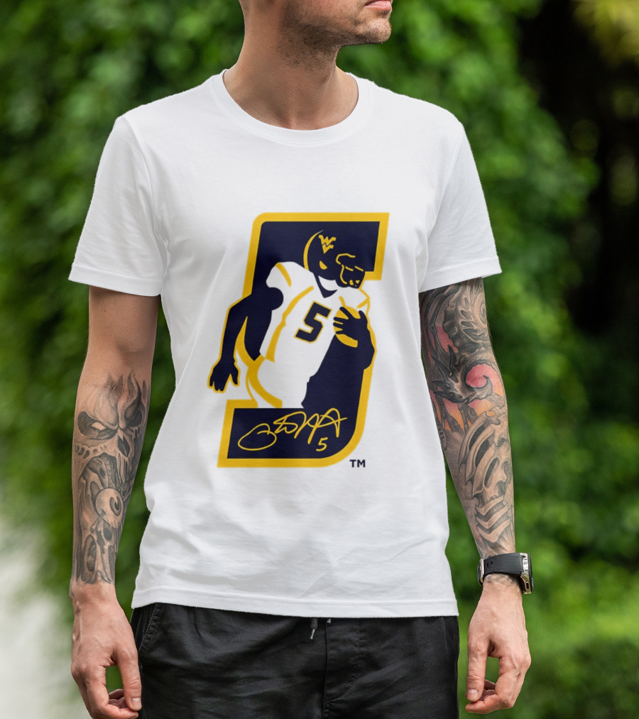 WVU Number 5 Pat White Signature Retirement T-Shirt