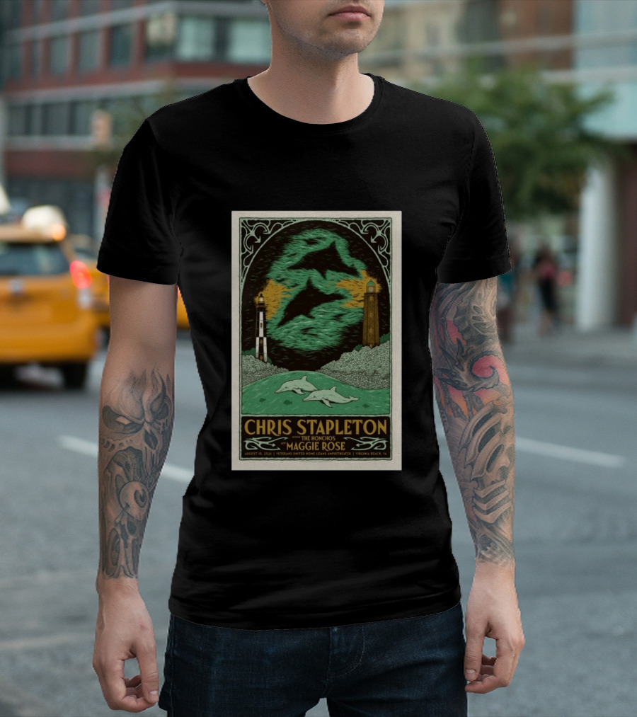 Chris Stapleton The Honchos Maggie Rose August 18 2026 Veterans United Home Loans Amphitheater Virginia Beach Dolphins Lighthouse T-Shirt