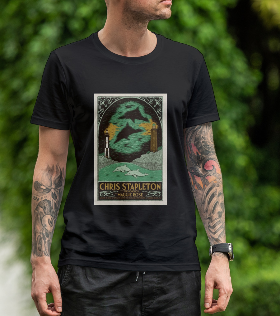 Chris Stapleton The Honchos Maggie Rose August 18 2026 Veterans United Home Loans Amphitheater Virginia Beach Dolphins Lighthouse T-Shirt