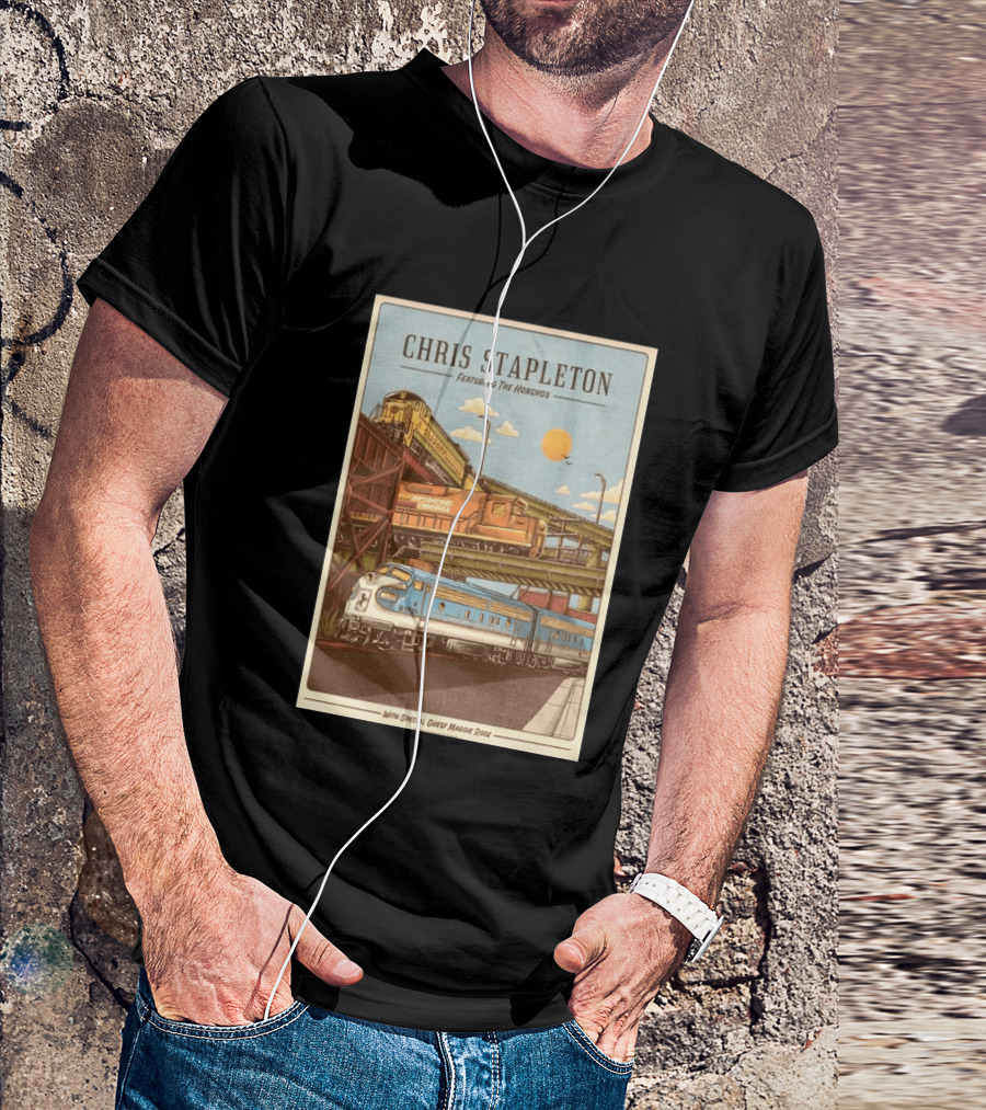 Chris Stapleton Featuring The Honchos Special Guest Maggie Rose Aug 19 2026 Allianz Amphitheater Riverfront Richmond Virginia Vintage Trains Scene T-Shirt