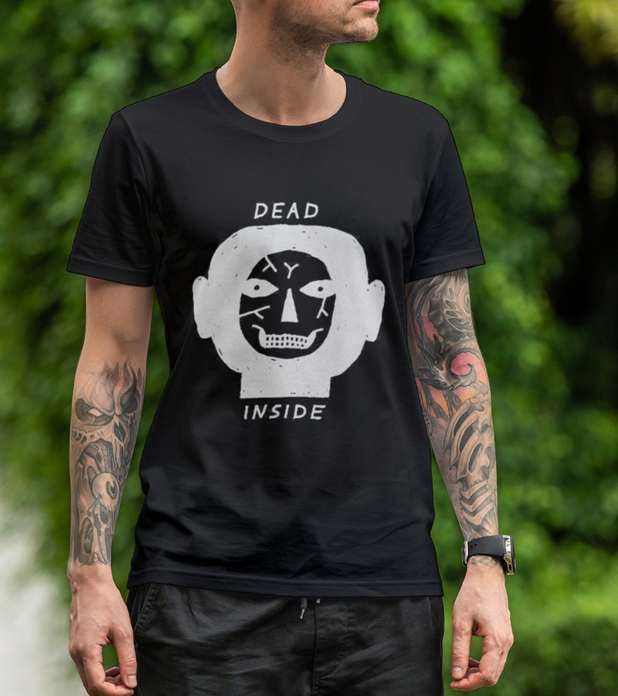 Dead Inside Skull Face Gothic Dark Minimalist T-Shirt
