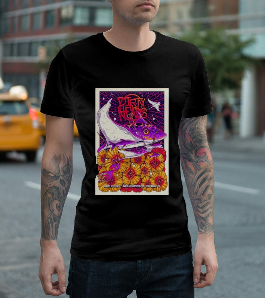 Dirty Heads Long Beach Amphitheater August 18 2026 Vibrant Stingray And Flowers T-Shirt