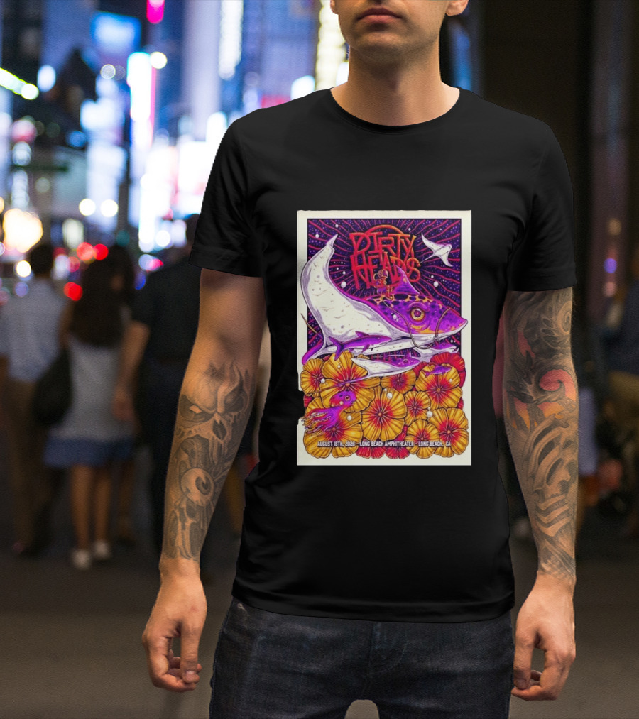 Dirty Heads Long Beach Amphitheater August 18 2026 Vibrant Stingray And Flowers T-Shirt